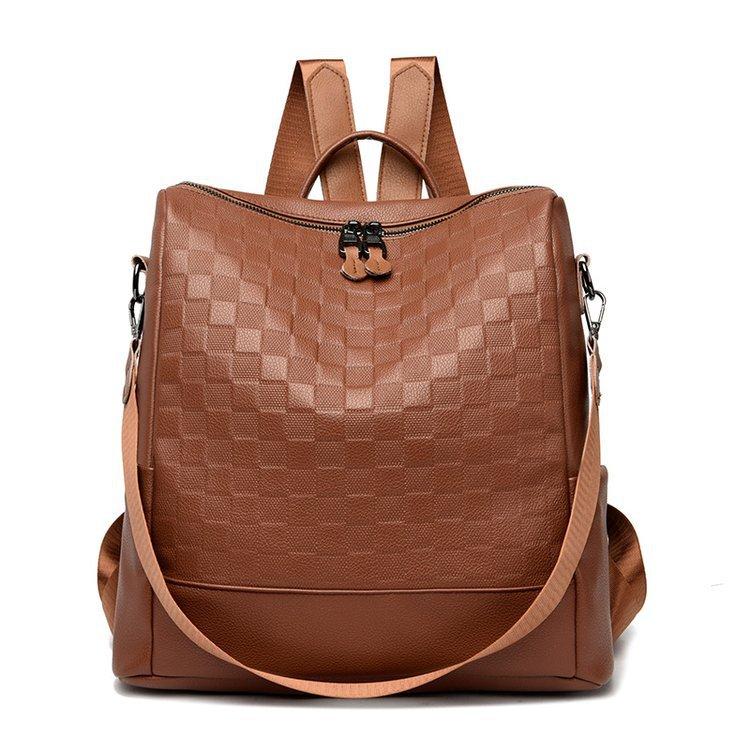 

The new PU embossed trendy temperament backpack net red women s bag