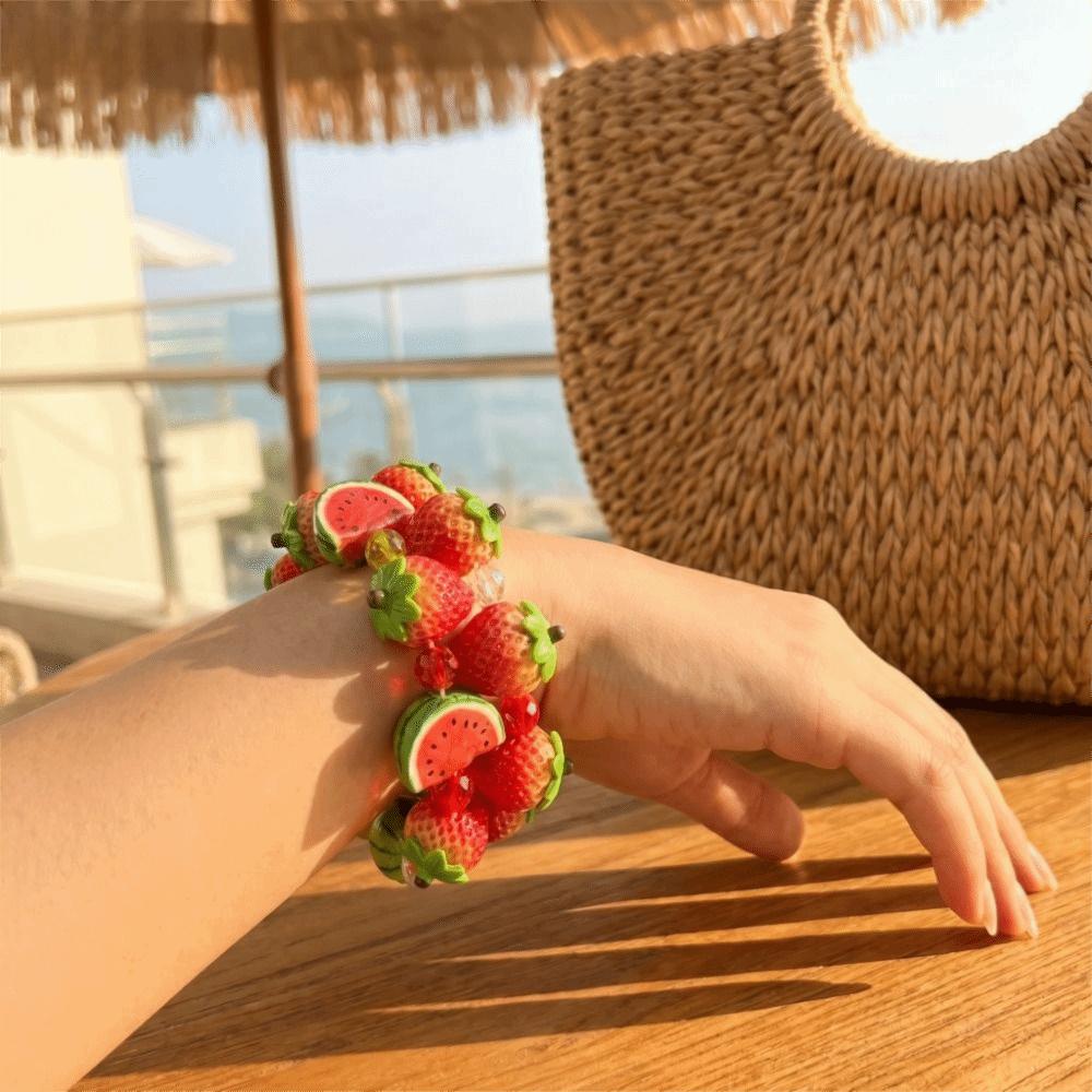 Resin Beads Bracelet Dopamine Summer Bohemian Jewelry Simulation Fruit Bracelet Beach Jewelry