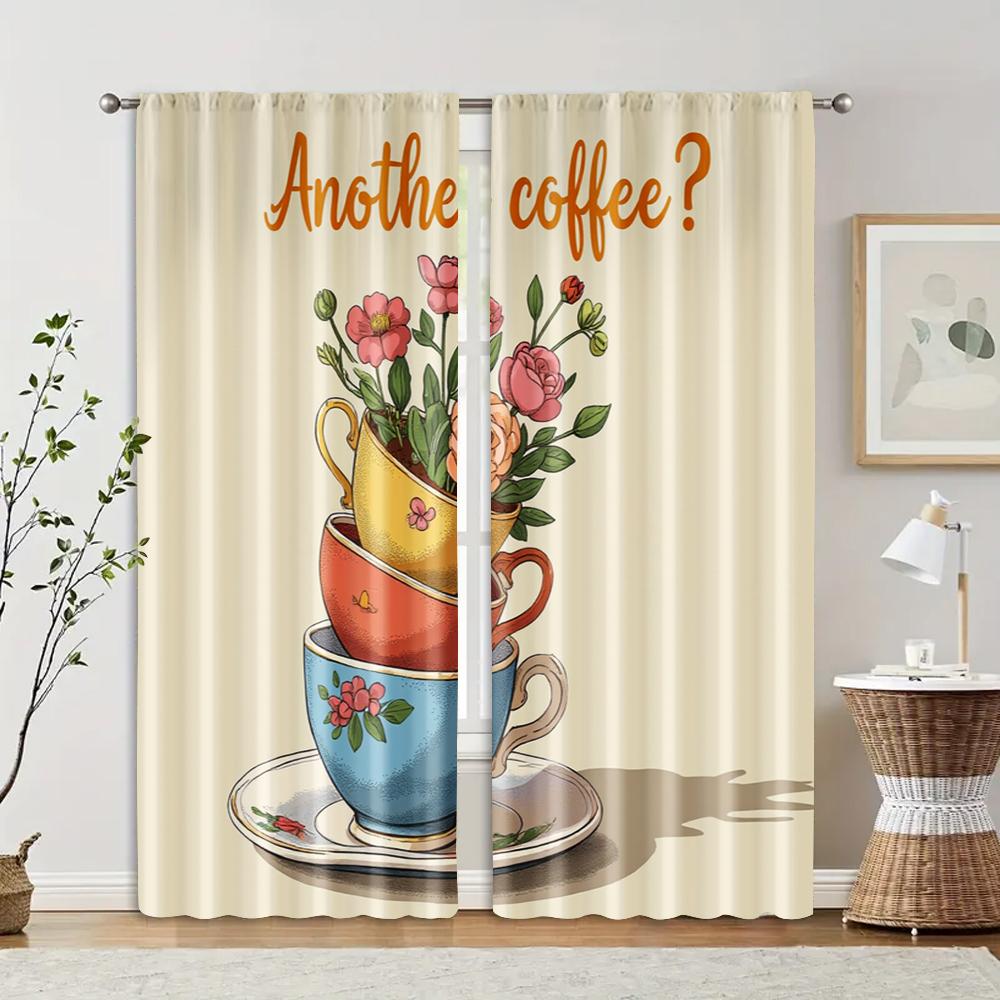 

Набор из 2 фильтрующих штор без карнизов Несъемные Без батареек Другое Кофе Использование Спальни Гостиные Штора Полиэстер Идеально Для Комнаты W100*H70(CM)-Rod Pocket&1PCS