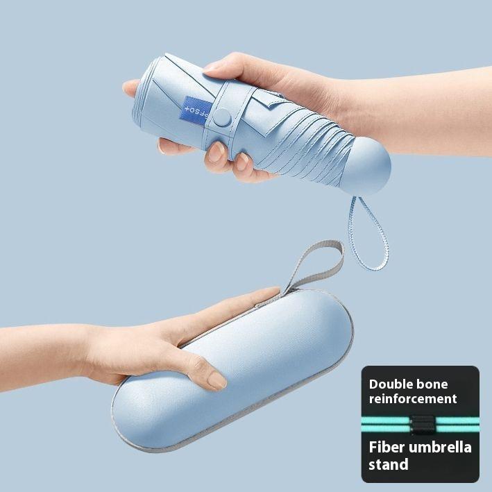 Capsule sun umbrella female sunscreen anti-ultraviolet sunshade umbrella dual-use mini five-fold ultra-light, compact and portable