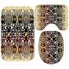 Luxury Black Gold Greek Key Meander Border Bath Rug Set Modern Geometric Ornate Bathroom Door Mat for Toilet Floor Carpet Decor