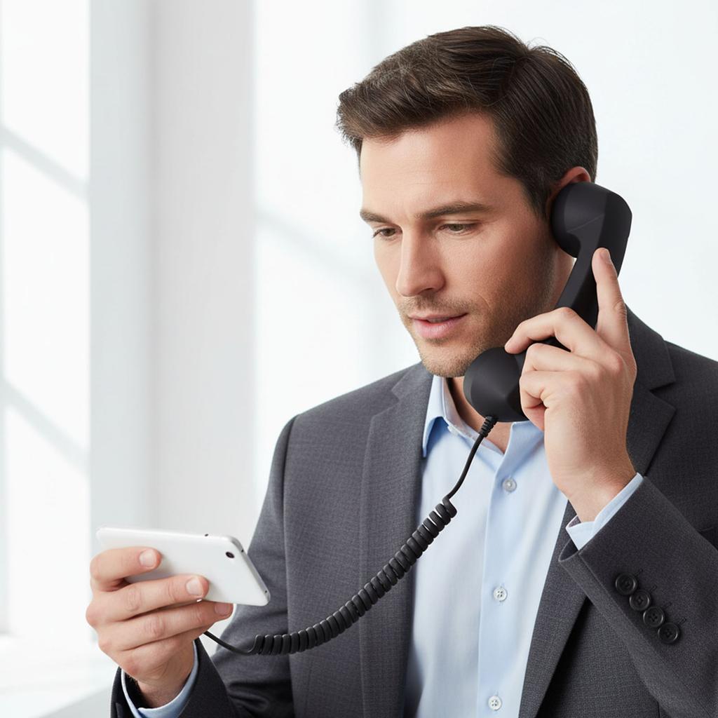Telephone Wired Handsets Type-C Landline Handle Receiver Creative Telephone Head Set for Cell Mobile Video Conferences