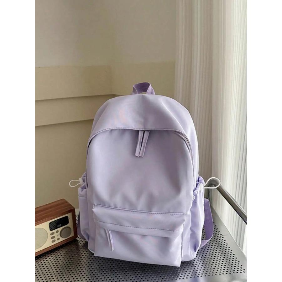 Sac à dos étudiant couleur unie décontracté à la mode pliable multi-compartiments grande capacité adapté à la vie quotidienne sur le campus