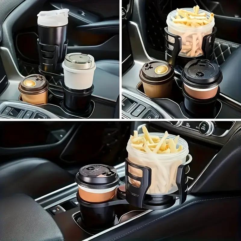 Dual-Layer Rotating Car Cup Holder with Multifunctional Storage
