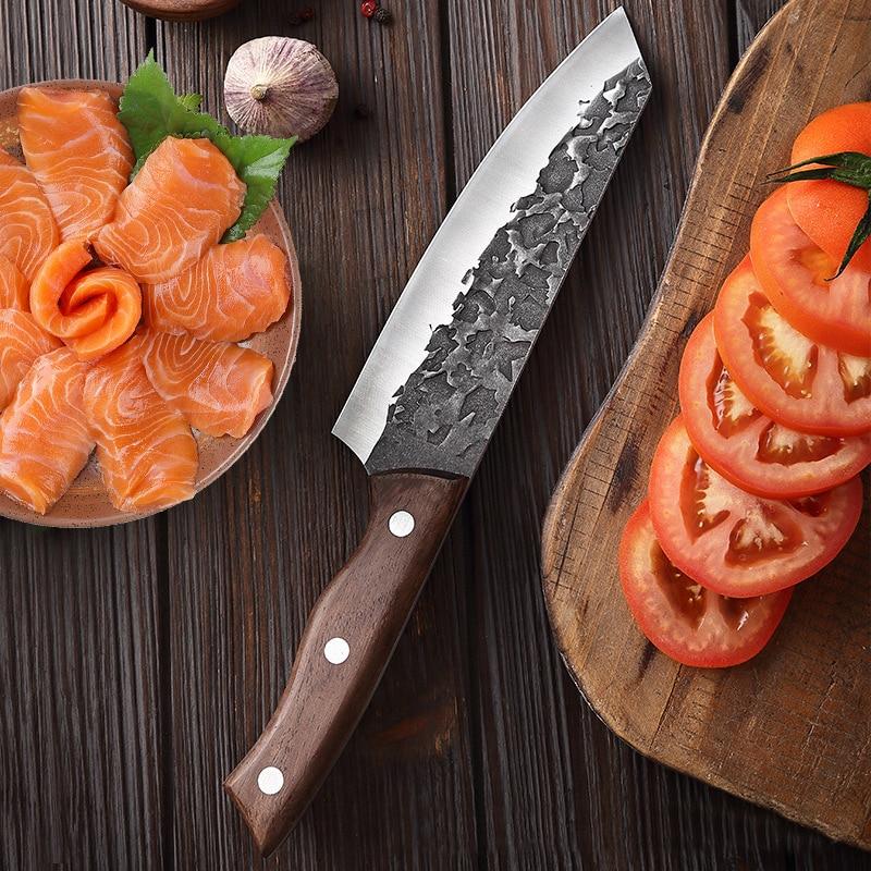 Forged Japanese Kitchen Knife Sashimi Sushi Beef Slicing Chopping Knife Chef Boning Butcher Cleaver Hunting Knife
