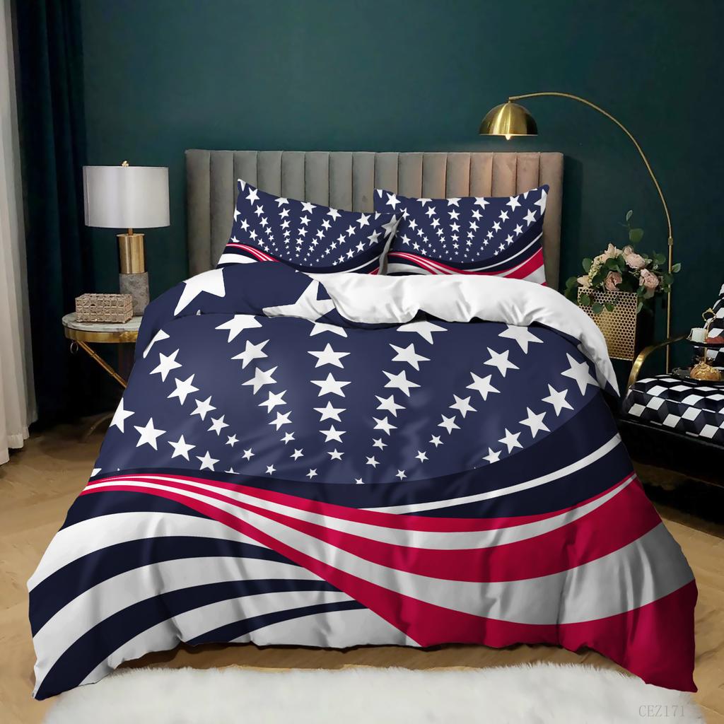 203D Digital Printing National Flag Quilt Set Three-Piece 3D Digital Printing Kit