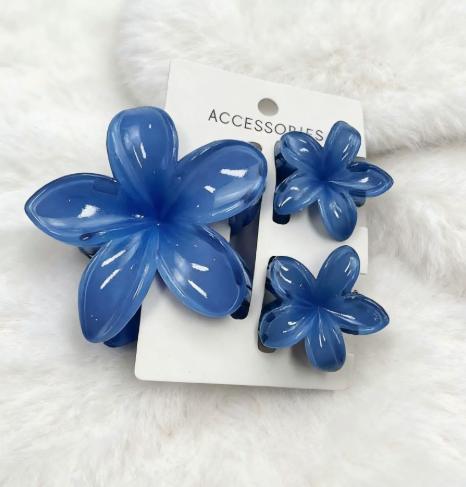 

Set of Three Floral Hair Clips Jelly Material Flower Design Hair Accessories with Card Holder for Everyday Use and Special Occasions One Size