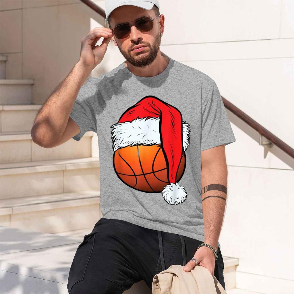 Christmas Basketball Design Unisexs Tshirt Holiday Sports Theme Winter Season Gift For Basketball Fans 2026 New Model Shortsleev