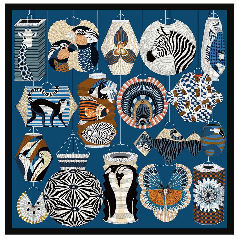 90CM Brand Luxury Twill Silk Scarf for Women Animal Print Wrap Headband Shawl Stoles Hijab Lady Square Foulard Bandana