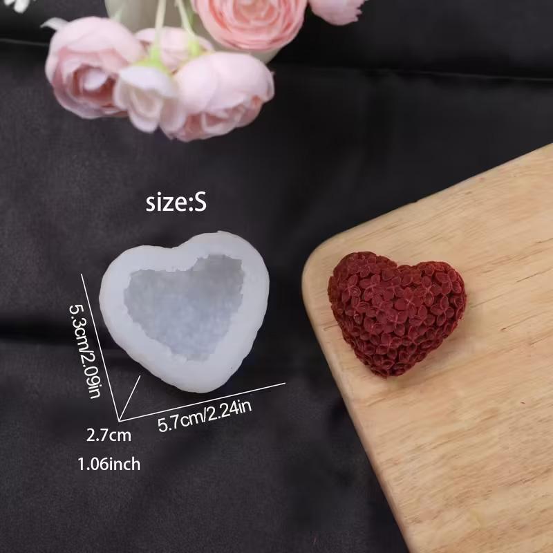 3D Love Flower Silicone Candle Mold Kit DIY Valentine's Day Heart Scented Soap Mold Plaster Resin Chocolate Baking Wedding Party
