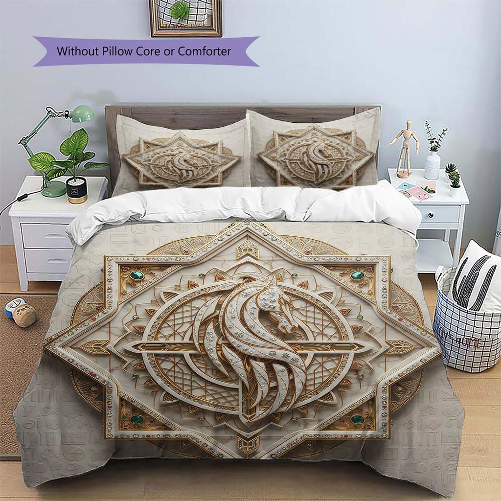 EmbossedAllianceTotem Pattern Bedding Quilt Set Quilt Cover Pillowcase Home Decoration Birthday Gift (1 * duvet cover + 2 * pillowcase, without core)