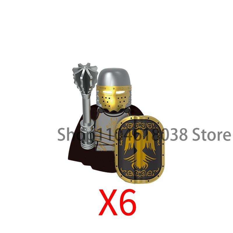 Medieval Castle Soldier Action Figures Building Block Empire Templars Lancer Warrior Militia Helmet Shield Sword Bow Toy Gifts