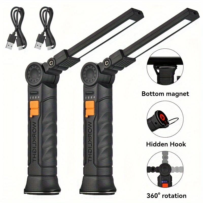 G51 USB Rechargeable COB LED Flashlight 2PCS Work Light Magnetic Torch Portable Hanging Lamp with Built-in Battery Camping Torch