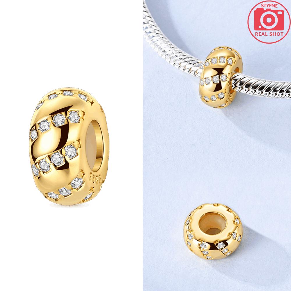 Original Funkelndes Gold Rose Heller Stern Herz Anhänger Charm Perlen Kupfer Passend Armband DIY Jubiläum Schmuck Geschenk