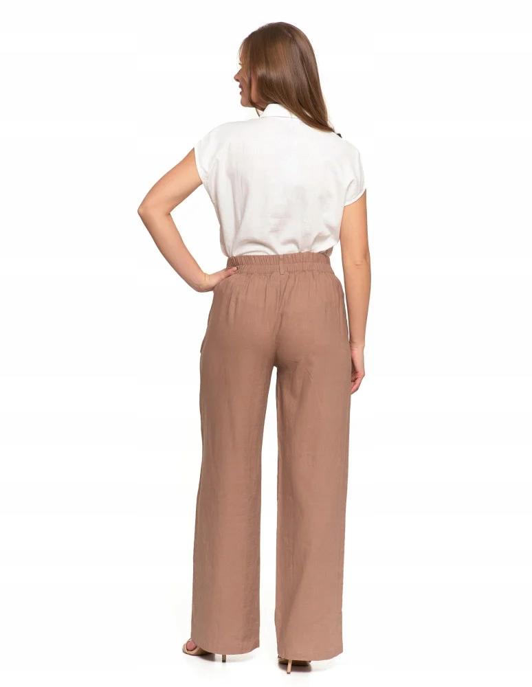 Women's Linen Trousers, Wide, High Waist, Elegant, MORAJ S BEIGE