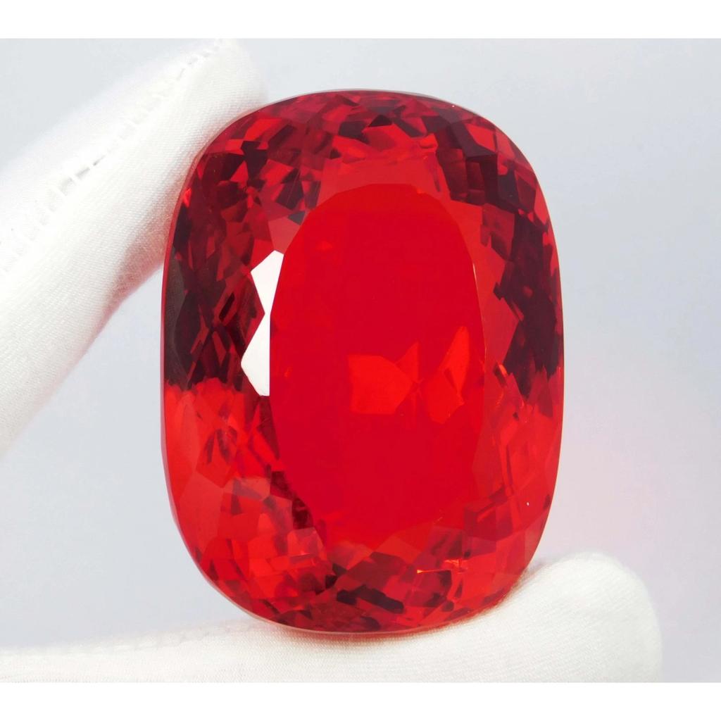 Certified 501.25 Ct Mexican Fire Opal Red Orange Cushion Cut Natural Gems Huge