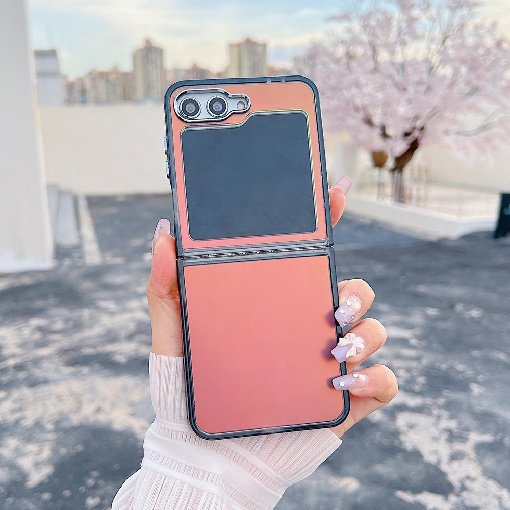 KEYSION Custodia per telefono colorata con gradiente laser alla moda per Samsung Z Flip 6 5 5G Cover posteriore antiurto in TPU+PC per Galaxy Z Flip 7 FE
