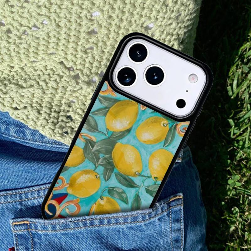 Mediterranean Lemon Soft Mobile Phone Case Compatible with IPhone 17 16 15 14 13 12 11Pro Max 17 Air Cover