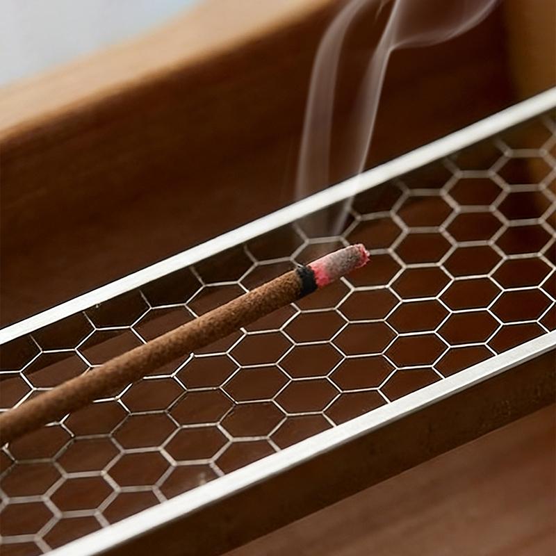 Natural Bamboo Incense Burner Metal Incense Holder with Bamboo Ash Catcher for Home Decor Yoga Meditation