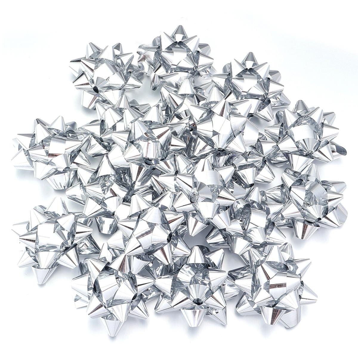 

20/10pcs Self-Adhesive Star Flower Ribbon Star Bows For Holiday Valentine Christmas Birthday Party Decoration Gift Wrapping 3.8cm 20pcs серебряный