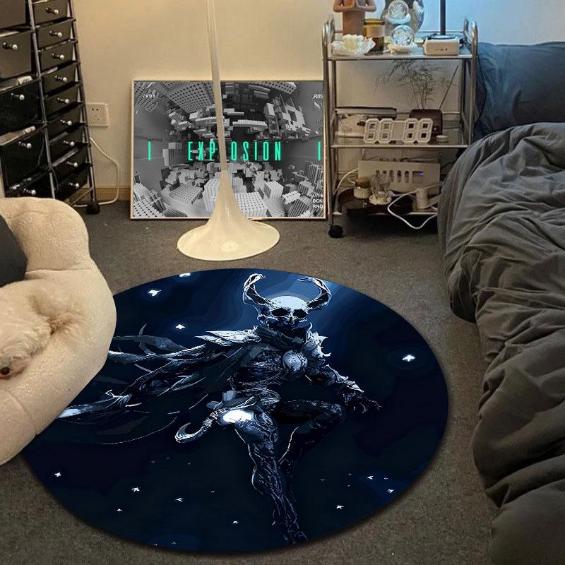 Folk Round Ocean Multicolor Rug Pad, Non-Slip Floor Mat for Bathroom