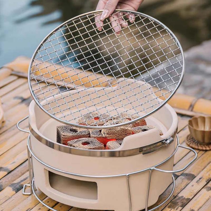 24/26Cm Round Stainless Steel Barbecue Net Bbq Mesh Grate Grid Camping Picnic Food Rack Bbq Grill Kitchen Tool Accessories