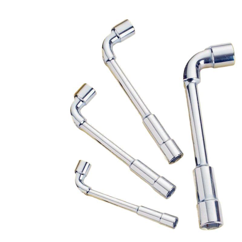 L-Shaped Through-Hole Socket Wrench, 6-22mm Hex with Hook & Elbow Design.
