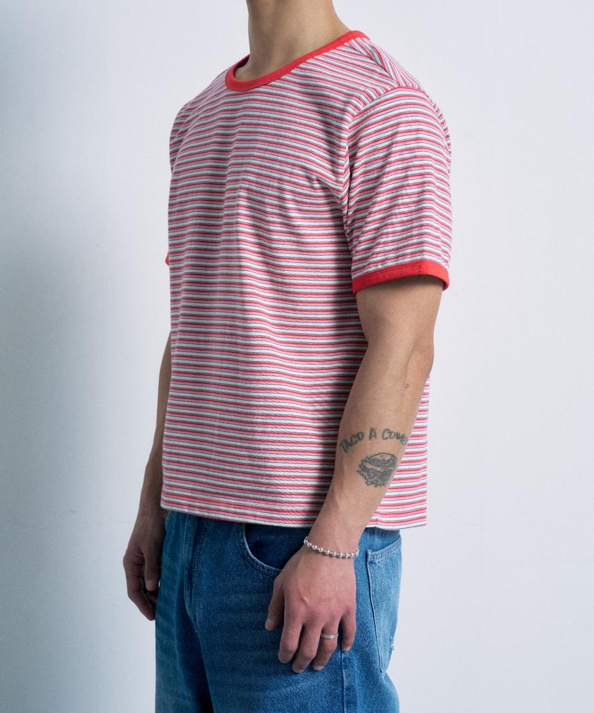 FERNOV Multi-Stripe Crop Ringer Tee Red