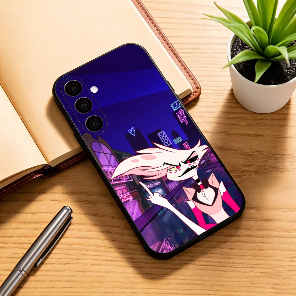 H-hazbin Hotel Angel Dust Phone Case Black Silicone Soft For Samsung Galaxy A73,A72,A71,A70,A53,A52,A51