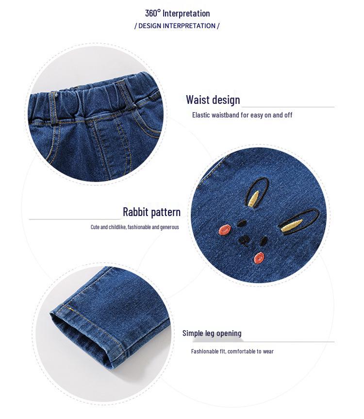 Spring & Autumn Versatile Girls' Long Jeans - Trendy Children's Outerwear