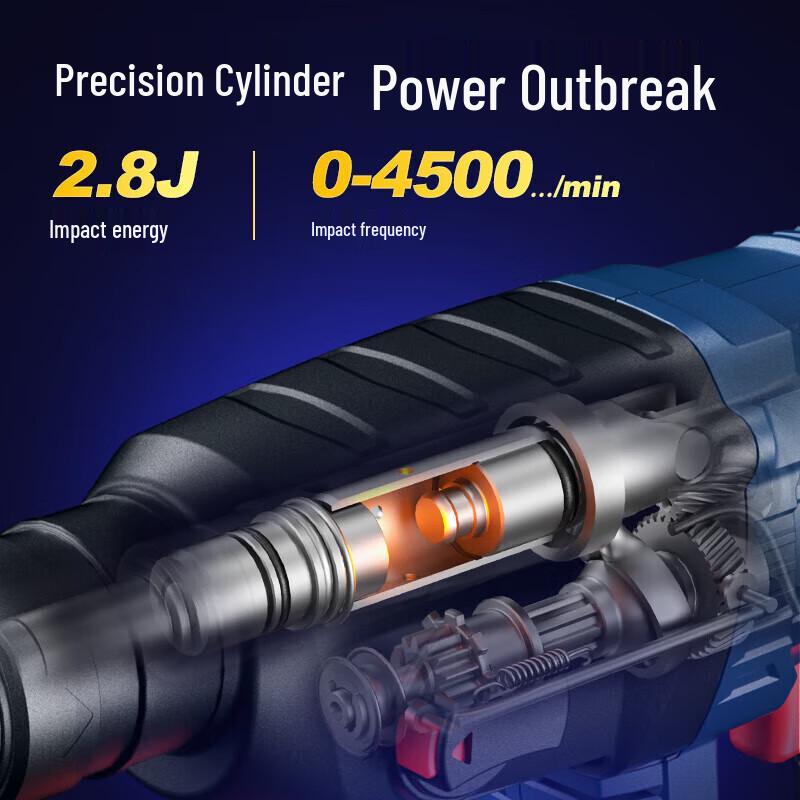 Dongcheng Industrial Cordless Brushless 3-in-1 Rotary Hammer Drill CN Plug (adapter Included)