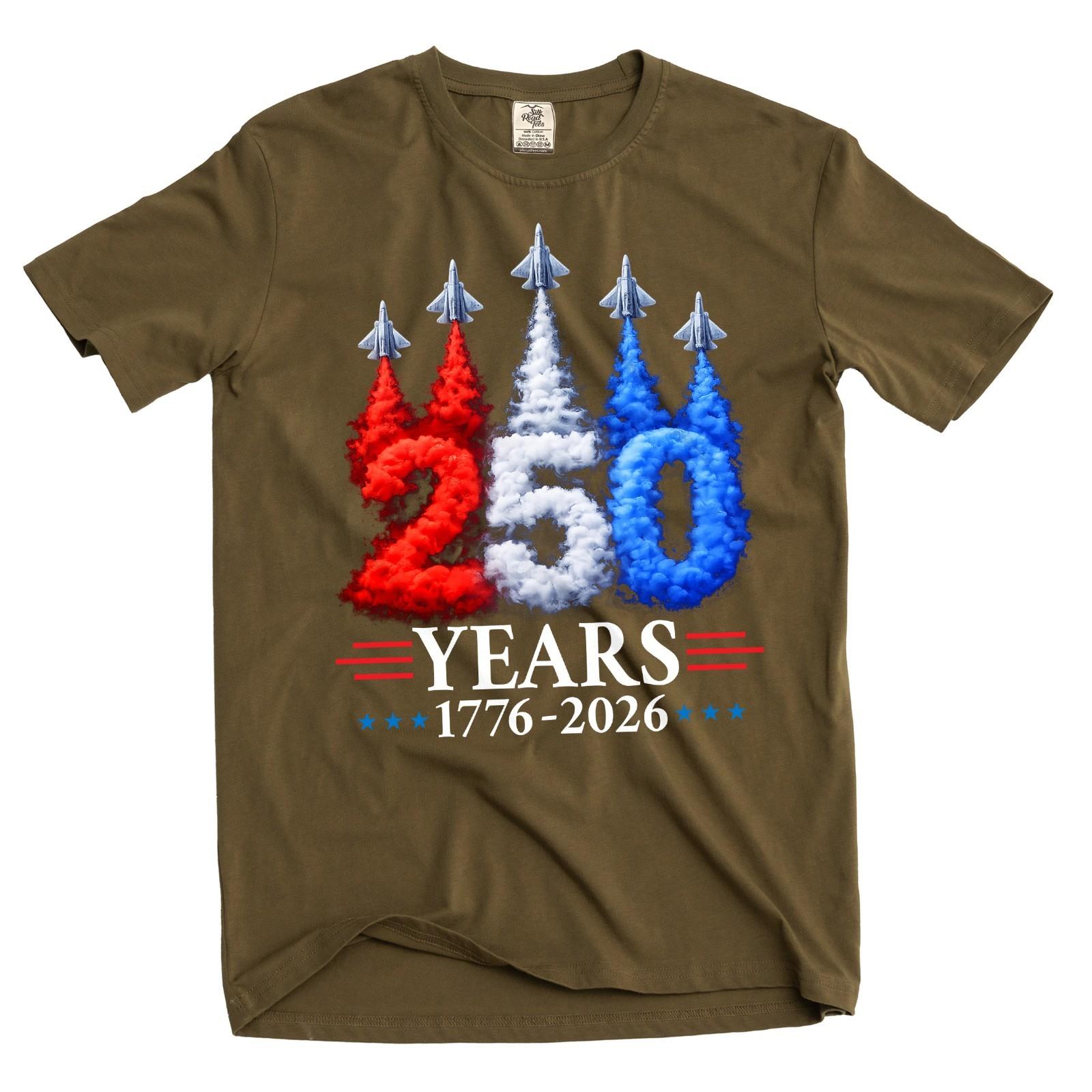 Fourth of July Jet flyover 250th Anniversary 1776-2026 T-Shirt Patriotic USA Tee XL