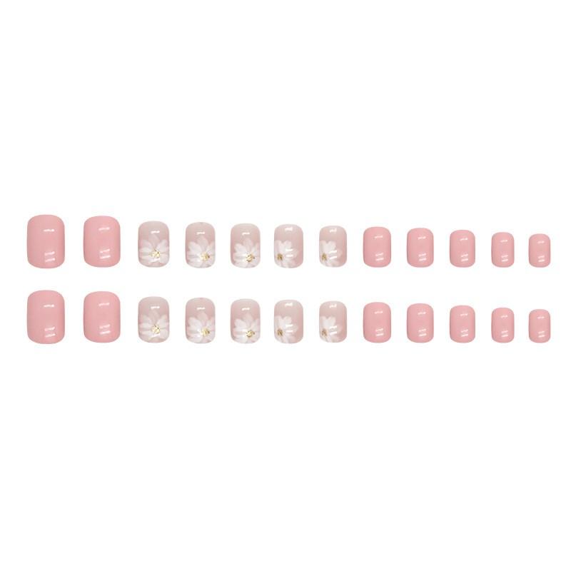 24 Pc  Press On Nails Short Square Fake Nails Cute Designs Glossy False Nails Halloween Nails Cute Full Cover Glue On Nails Stick With 2ml Glue