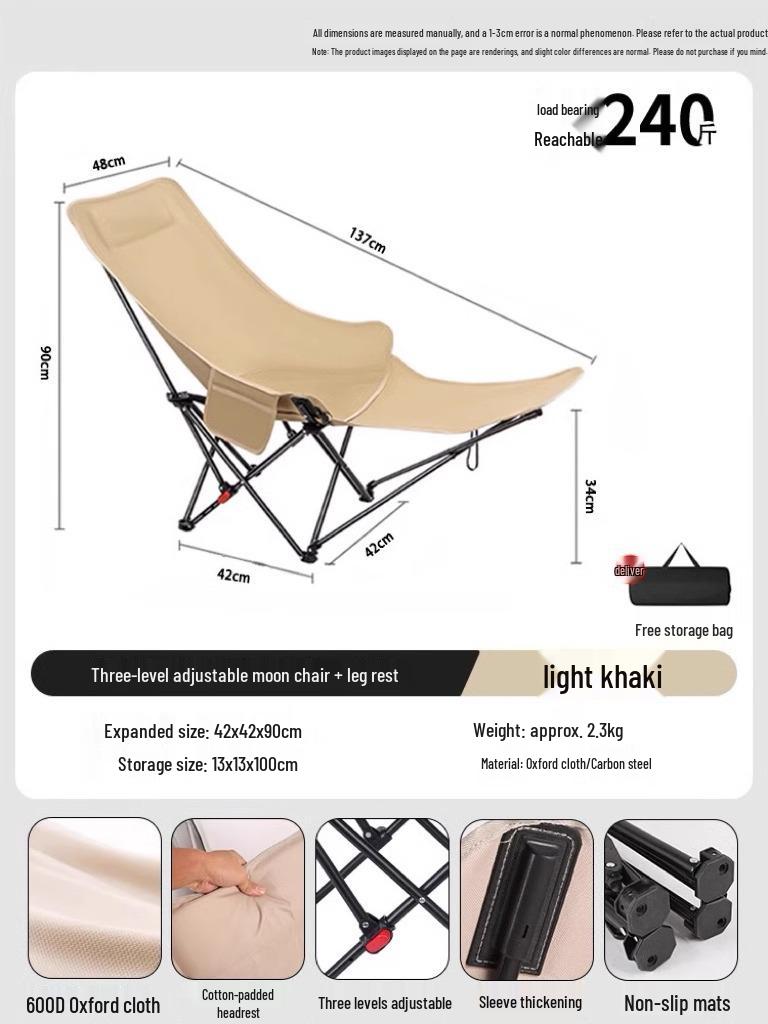 Portable Outdoor Folding Moon Chair for Camping, Fishing, Beach Lounging, and Picnics