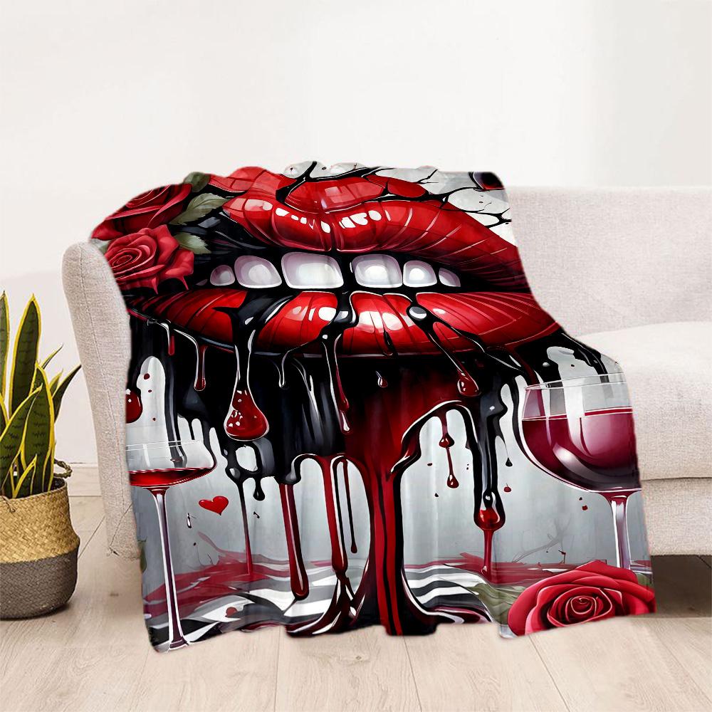 Lips Blanket Soft & Cozy Suitable for Office Chair Bedding Office All-Season Use Warmthful Decor Ideal Gift for Friends Family Couples Picnic