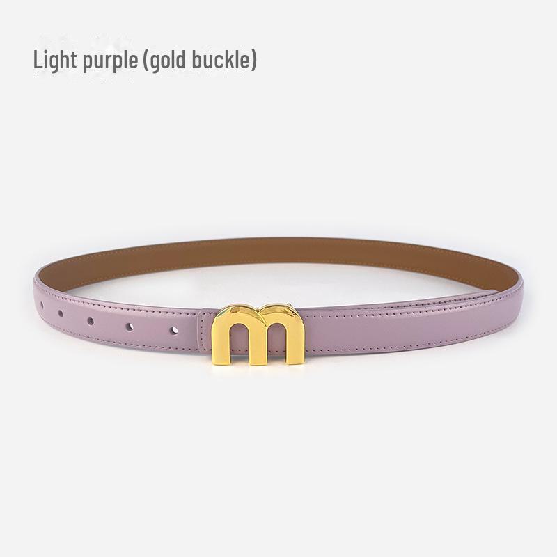 M Letter Genuine Leather Women's Belt - Versatile for Casual Pants, Skirts, and Jeans