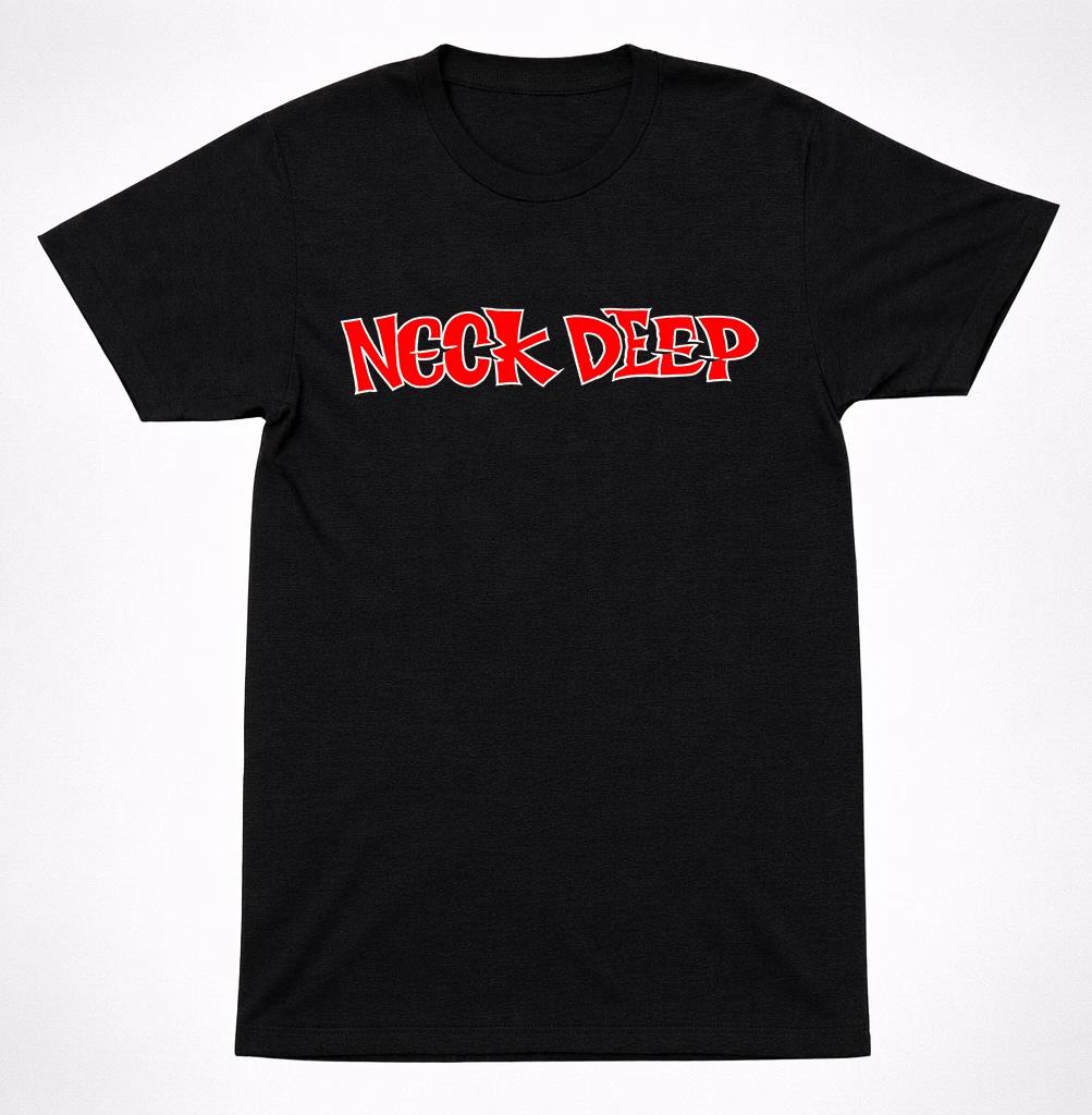 Neck Deep Punk Logo T-Shirt Pop Band Hardcore Emo Scene Pop Black Tee XL