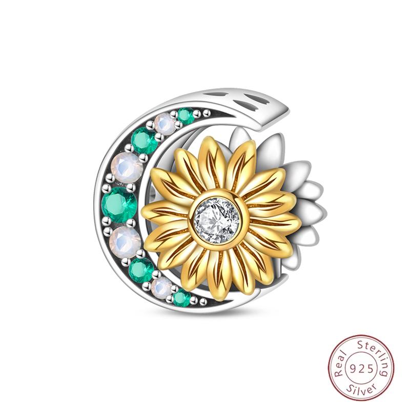 

Spring Day Copper Metal Sunflower Azalea Peony Butterfly Flower Charm Bead Components Bead Components Compatible With 3mm Bracelets Do It Yourself