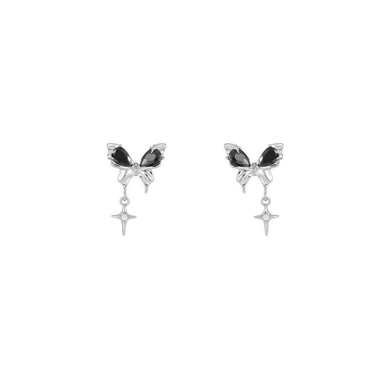 Exquisite Cubic Zirconia Butterfly Starburst Stud Earrings: Trendy, Versatile, High-End Fashion for Women