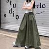 Falda Larga Paraguas para Mujer Streetwear Cintura Elástica Jupes Verano Bolsillo Oversize Falda Casual Suelta Sólida Faldas Maxi