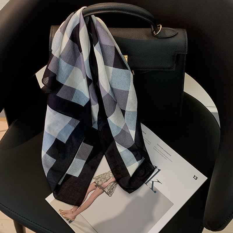 Literary square scarf cotton spring and summer silk scarf women's headscarf fashion headband flower scarf scarf silk scarf