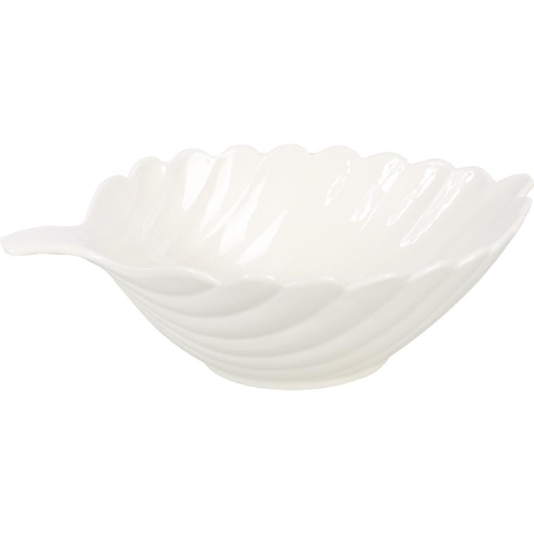 Set of 3 White Leaf-Shaped Ceramic Bowls II