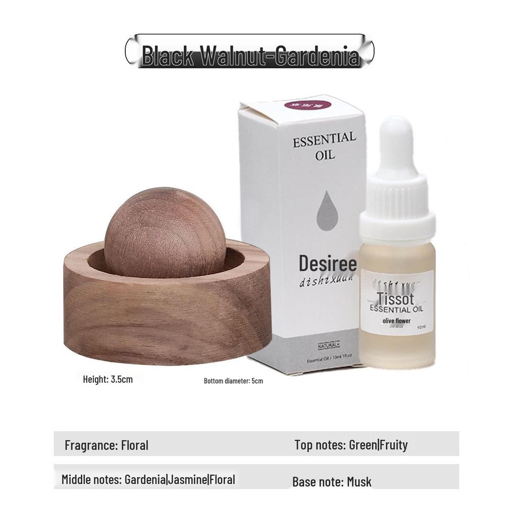 Round Wood Aromatherapy Diffuser - Long-Lasting Essential Oil and Car Fragrance Ornament for Home and Bedroom.
