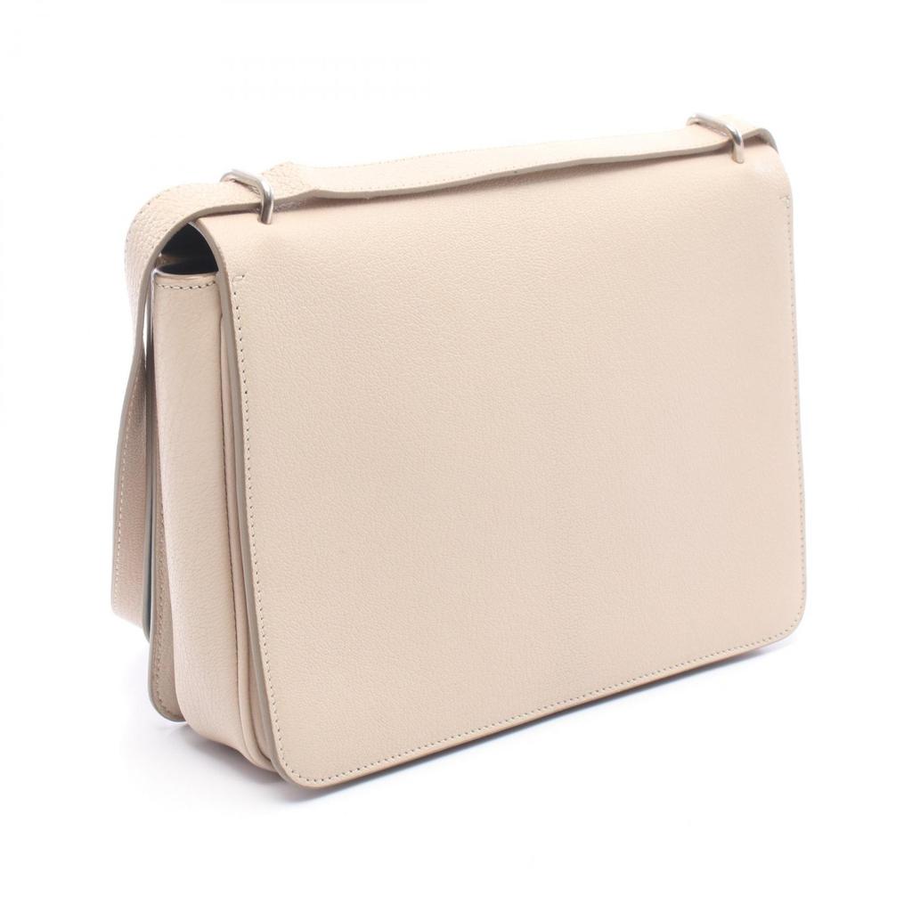 Used BURBERRY D ring Shoulder Bag leather Beige Used Women