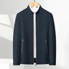 Men's Stand Collar Solid Color Casual Business Jacket for Mid-Aged & Young Adults