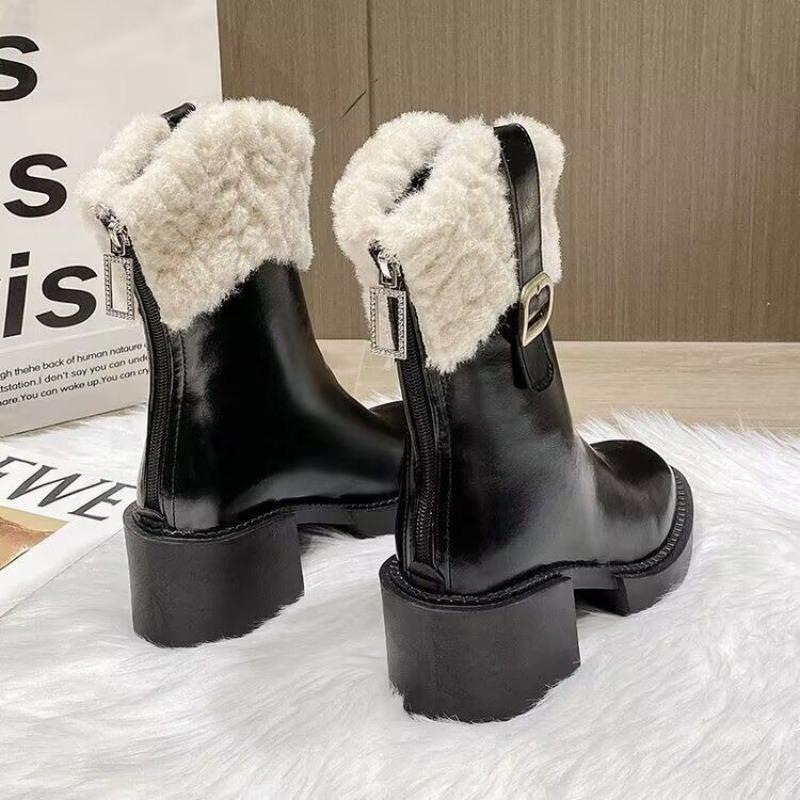 Small High-heeled Fluffy Boots for Women's New Thin Knight Boots, Heightening Tube and Velvet Snow Boots