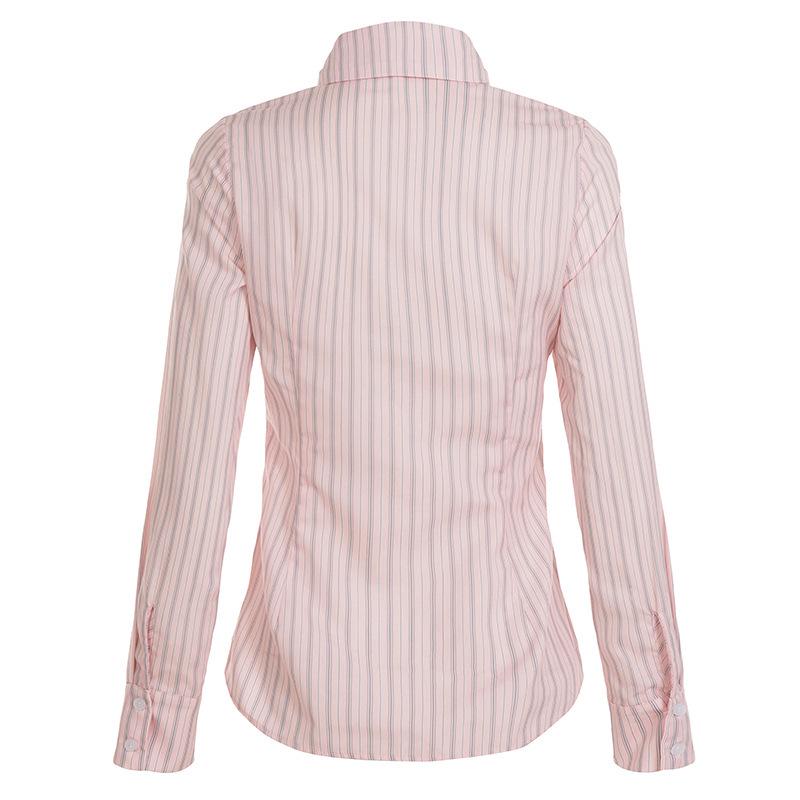 Korean Style Stripe Lapel Tie Shirt: Waist-Cinched, Long Sleeve, Sweet & Casual Women's Autumn Top
