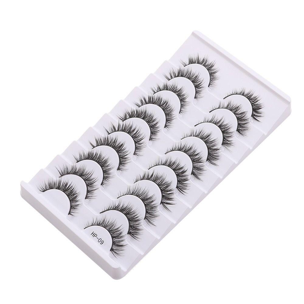 10 Pairs Natural Long False Eyelashes Black Stem Fake Lashes 3D Mink Eyelashes  Eyelash Extension