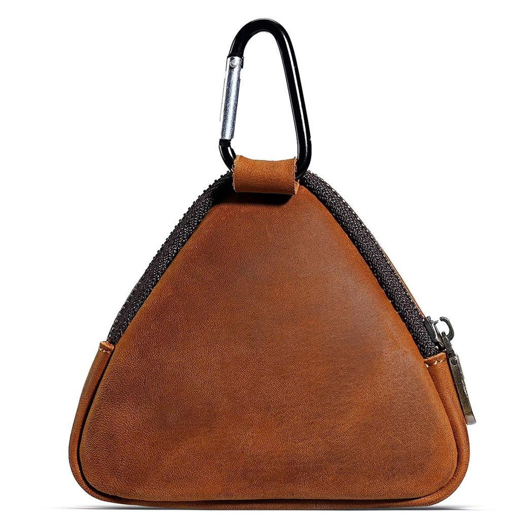 Münz- und Kopfhörertasche aus echtem Leder - Schlüsseletui im japanischen Stil mit Taillenaufhängung