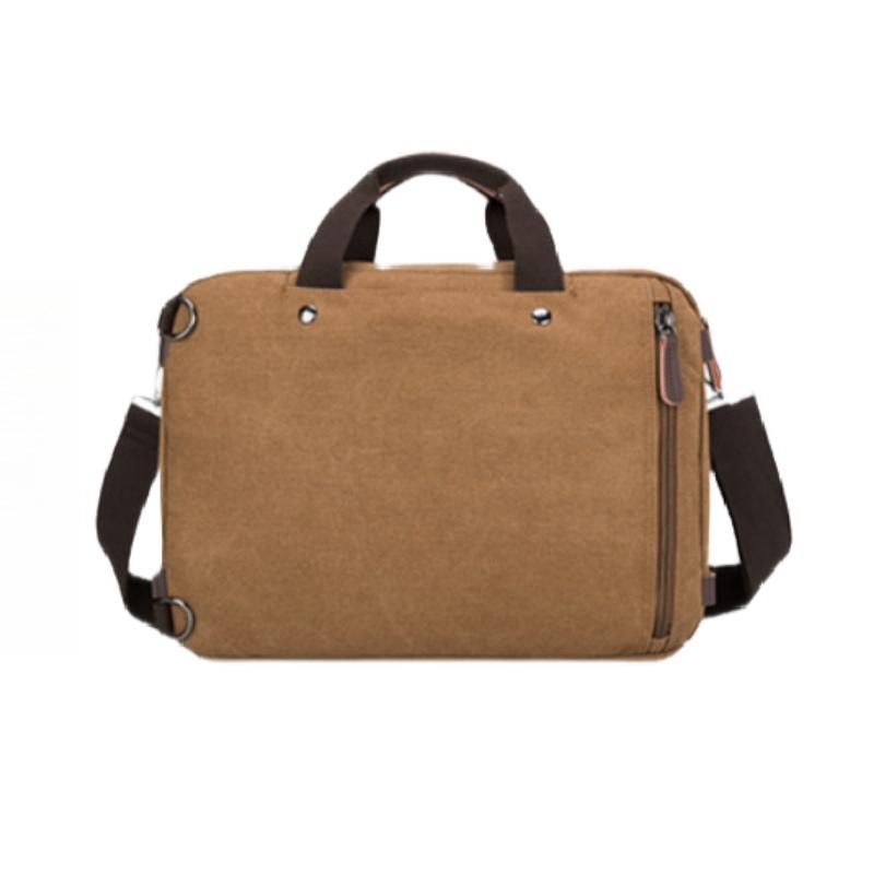 Retro forretningskoffert for menn Enkel ensfarget Crossbody-veske Fritidsreiseveske Multifunksjonell lerretsveske Kan håndholdt enkel og dobbel skulder